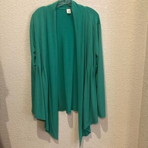 Jockey, spring green lightweight knit drape front cardigan Medium Large.